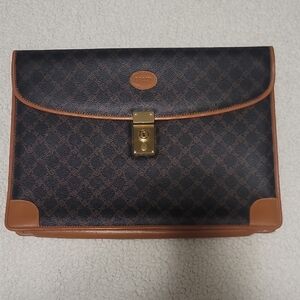 Bally Black and Brown Patterned Briefcase